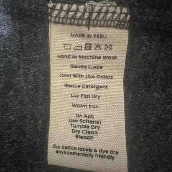 Arms of Andes Alpaca Wool 420 Midweight Zipped Sustainable Outdoors Jacket Sz M
